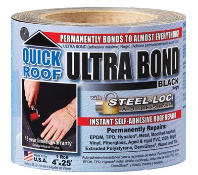 [5733456] Quick Roof Ultra Bond 4 in. W X 25 Ft. L Tape Self-Adhesive Roof Repair Black