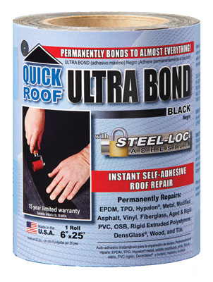 Quick Roof Ultra Bond 6 in. W X 25 Ft. L Tape Self-Adhesive Roof Repair Black