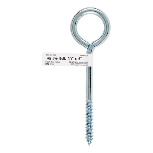 Hampton 3/8 in. X 6 in. L Zinc-Plated Steel Lag Thread Eyebolt Nut Not Included
