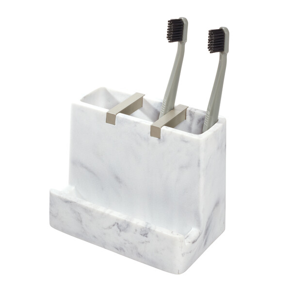 InterDesign Dakota Vanity Satin White Marble Plastic/Steel Toothbrush Holder