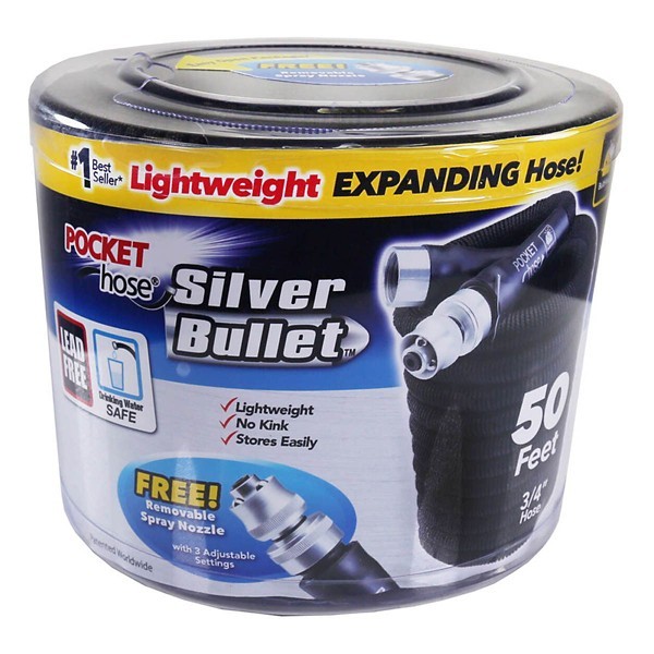 [6084033] Pocket Hose Silver Bullet 2.0 3/4 in. D X 50 Ft. L Medium Duty Expandable Flexible Garden Hose