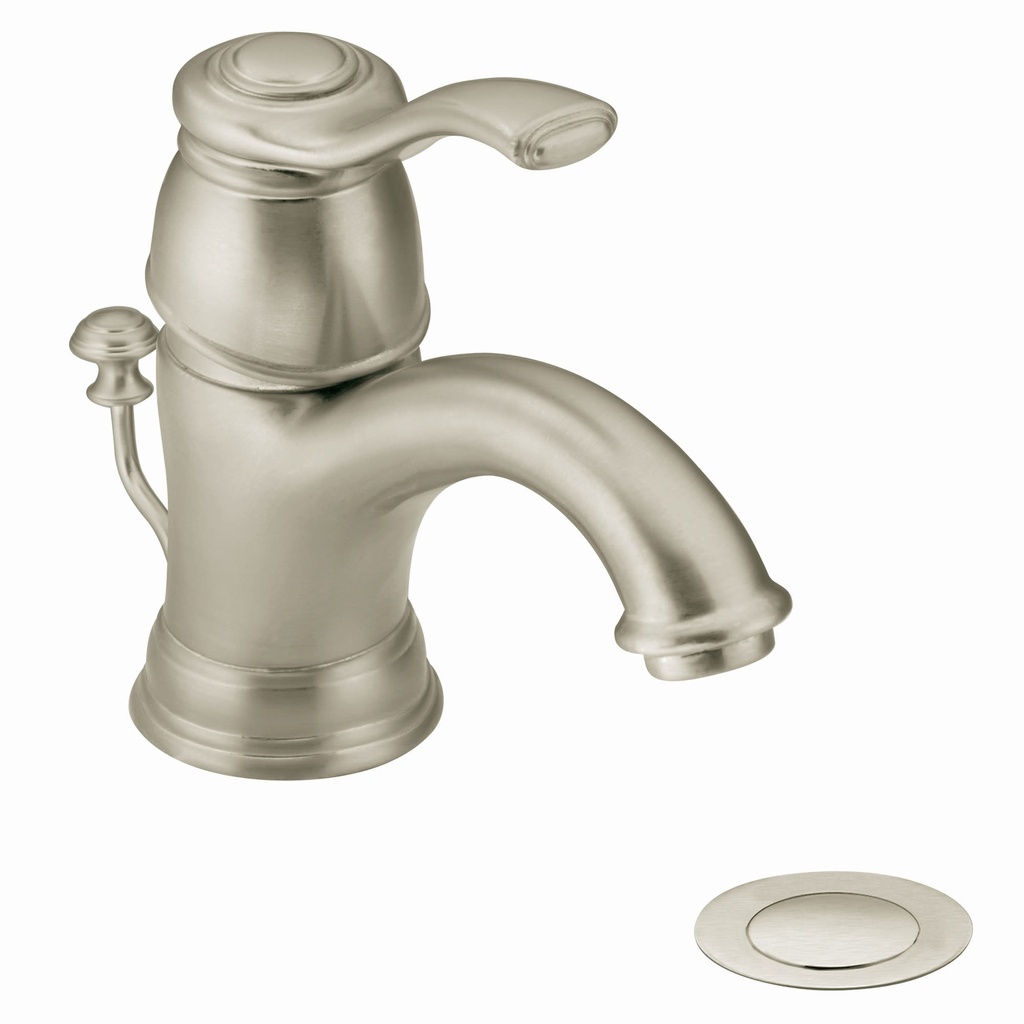 Kingsley Chrome One-Handle Low Arc Bathroom Faucet - Brushed Nickel
