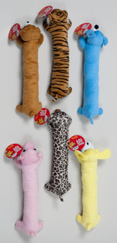 DOG TOY PLUSH W/SQUEAKER 12IN 6 ASSORTED ANIMALS BROWN BOX  Case