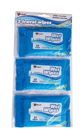 Wholesale 3-Pack Travel Wet Wipes 10 Count(48x$1.29)