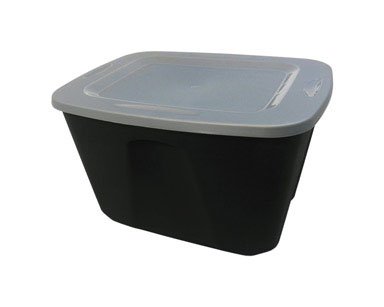 Homz - Durable Molded Plastic Storage Bin W/ Lid - Black/Gray