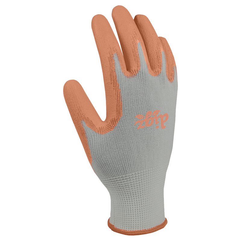 Digz L Polyurethane Coating Stretch Fit Gray/Orange Gardening Gloves