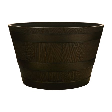Southern Patio 12.2 in. H X 20.5 in. W X 20.5 in. D Resin Whiskey Barrel Planter Brown