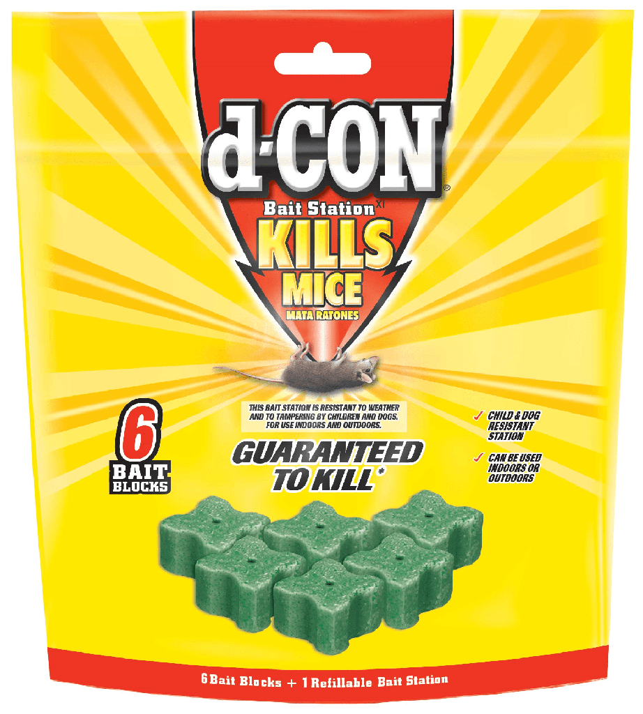 D-CON Refillable Corner Fit Mouse Poison Bait Station  1 Trap + 6 Bait Refills