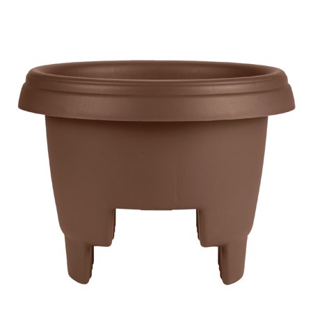 136892 Deck Rail Planter, 11.9 in Dia, 9 in H, Poly, Chocolate