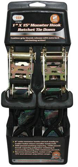 2PK 1"X15' MONSTER HOOK RTD