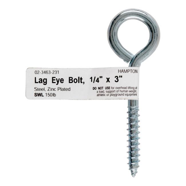 Hampton 1/4 in. X 3 in. L Zinc-Plated Steel Lag Thread Eyebolt