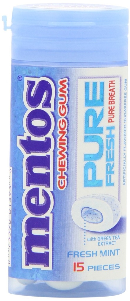[80885A] Mentos Gum Sugar Free Pocket Bottle  Pure Fresh Spearmint  15 Piece