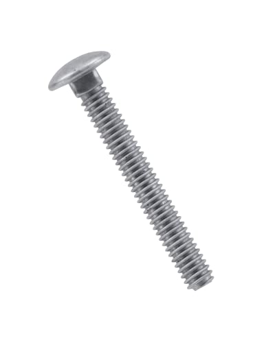 Hillman Group Galvanized Carriage Bolt ​1/4” X 1-1/4”, 100 Count, Blunt Point, Alloy Steel, Self-Locking Round Head Fasteners, Wood and Metal, N