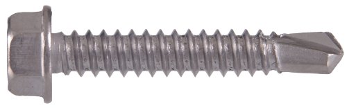 The Hillman Group 822628 10-Inch X 3/4-Inch Hex Washer Head Self Drilling Sheet Metal Screw, Stainless Steel, 100-Pack
