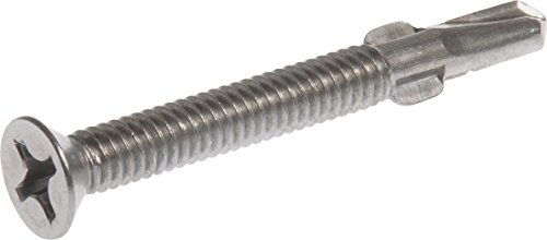 The Hillman Group 822654 12-24 X 2-1/2-Inch Flat Head Phillips Self Drilling Sheet Metal Screw, Stainless Steel, 50-Pack