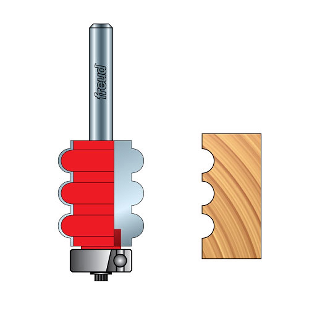Freud 1/8 in. Radius Triple Beading & Fluting Bit with 1/2 in. Shank - 84-126