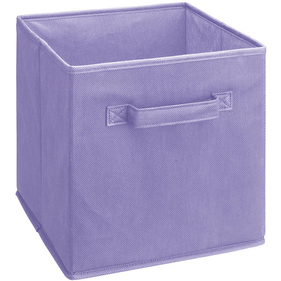 11 in. H X 10.5 in. W X 10.5 in. D Purple Fabric Cube Storage Bin