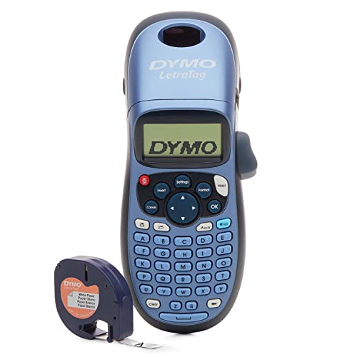 DYMO Label Maker  LetraTag 100H Handheld Label Maker  Easy-to-Use  13 Character LCD Screen  Great for Home & Office Organization  Blue