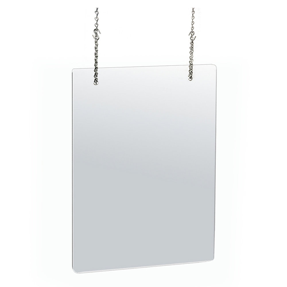 Hanging Clear Acrylic Plexiglass Shield Cashier PPE 18"x24", PK2