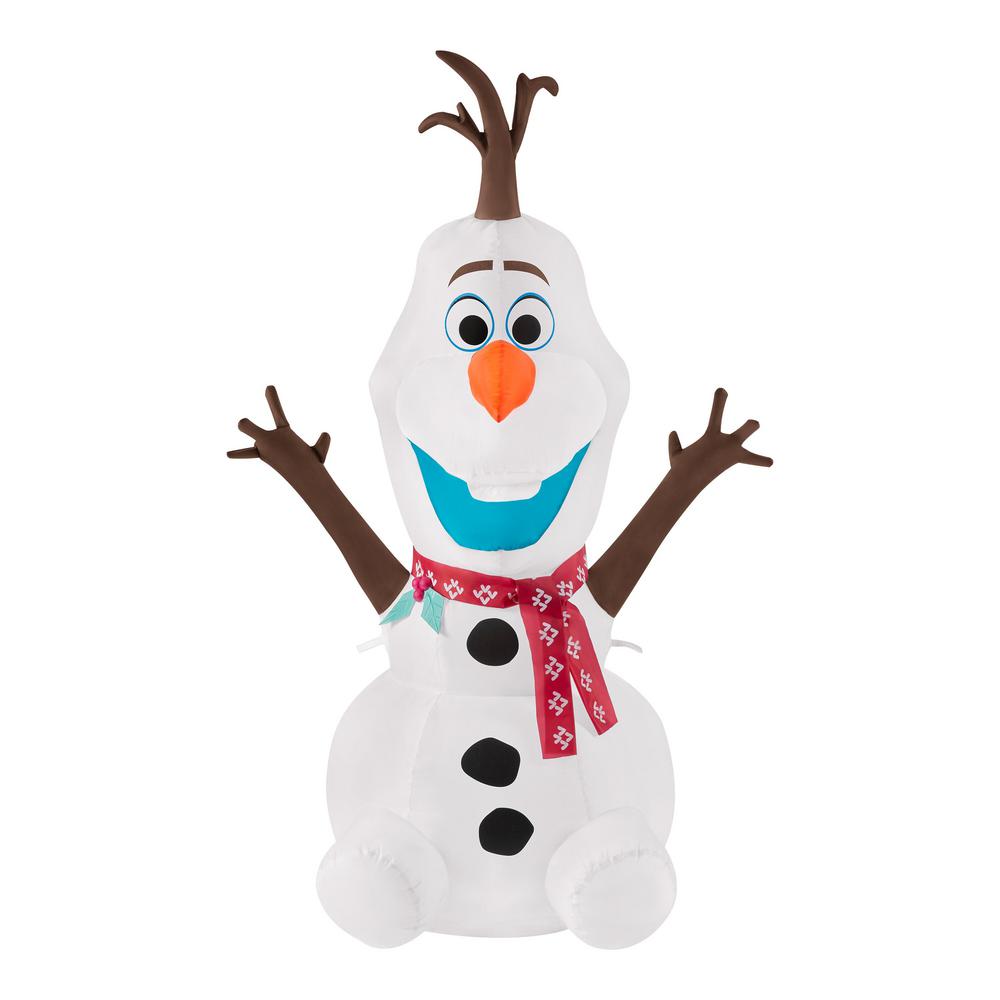4 Ft Pre-Lit LED Disney Airblown Olaf with Red Scarf Christmas Inflatable