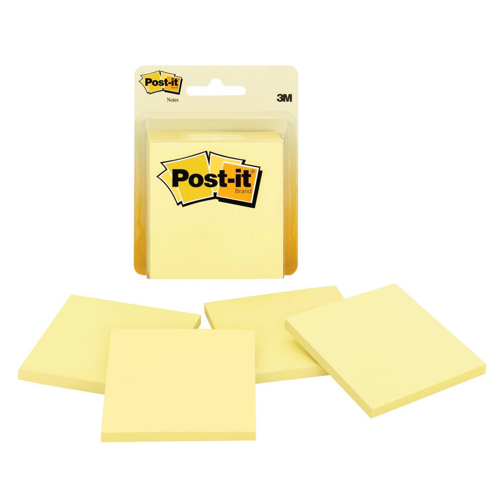 Post-it Notes  3 in X 3 in  Canary Yellow  4 Pads/Pack