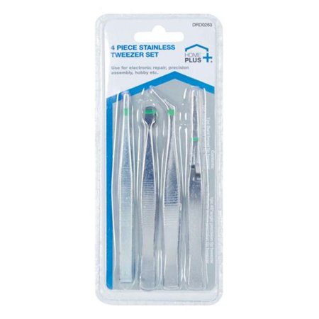 Home Plus Silver Tweezers 4 Pack