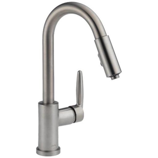 Delta Grail 985LF-SS Single Handle Pull-Down Kitchen Faucet, Stainless