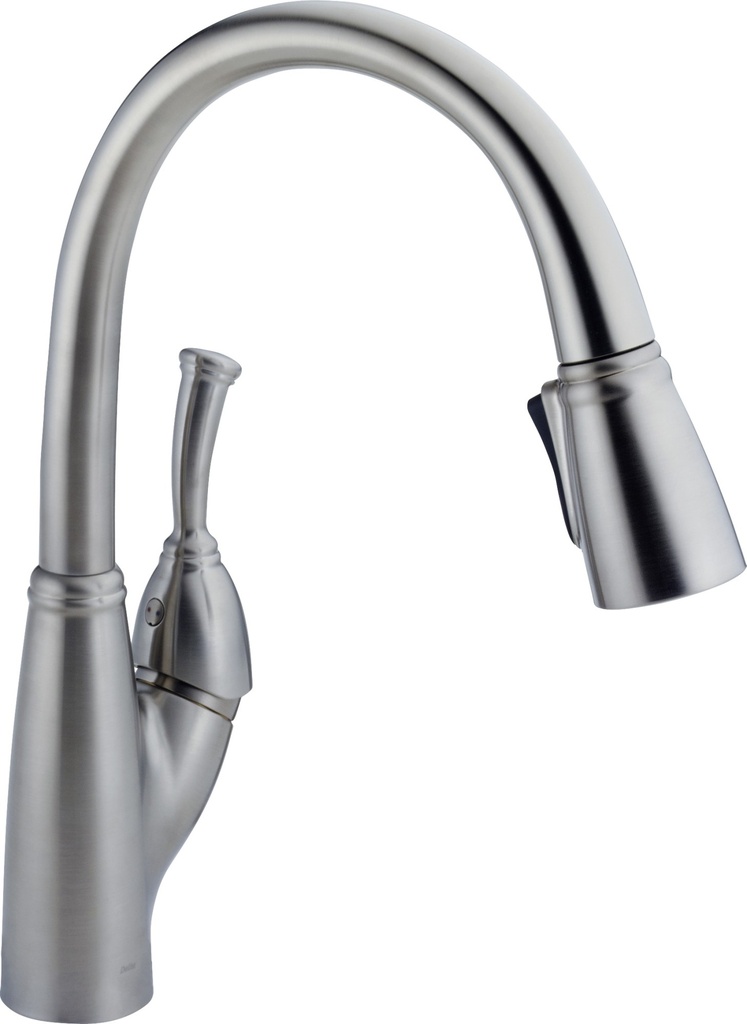 Delta Allora 989-AR-DST Single Handle Pull-Down Kitchen Faucet - Single Handle Lever Without Sidespray: Arctic Stainless