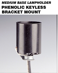 [99000419] Leviton 2052-8 Keyless Lampholder Incandescent Medium Base Bracket Mount Type a-1 Bracket 6-Inch 18-AWM TEW Wire Leads - Black