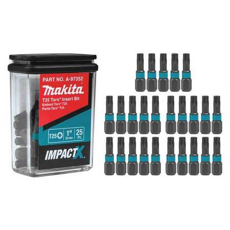 [A97352] Makita a-97352 Impactx T25 Torx 1_ Insert Bit  25 Pack