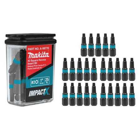 [A99770] Makita Impact X #2 Square Recess 1 Insert Bit 25/Pack - a-99770
