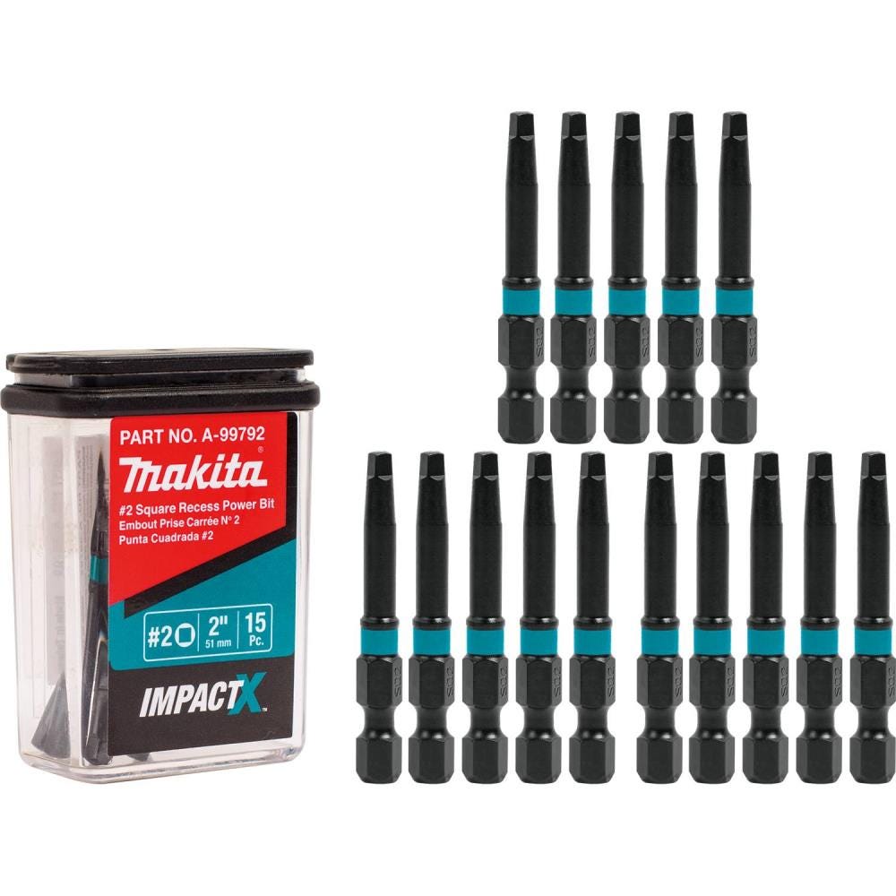 [A99792] MAKITA SQ POWER BIT 2" PH#2 15PK