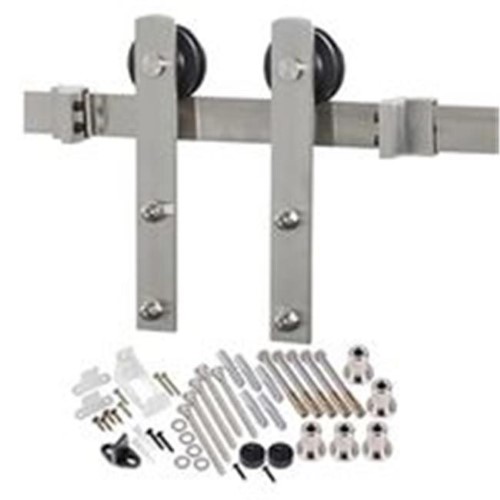 Straight Strap Barn Door Hardware Kit, 78-3/4 in L Track, Steel, Stainless Steel, Wall