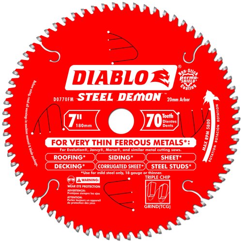 Diablo Tools 7 Inch 70 Teeth Steel Demon Metal Cutting Saw Blade for Thin Metal - D0770FM