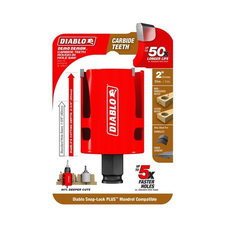 Diablo Tools 2-1/4in Demo Demon Carbide Teeth Rough-in Hole Saw - DHS2250CTR