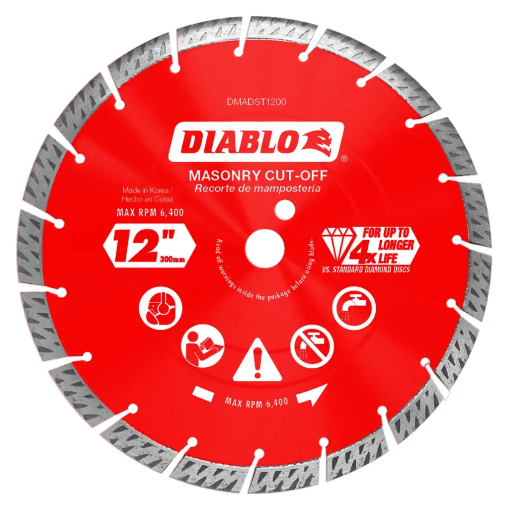 [DMADST1200] Diablo 12 in. D X 1 in. Diamond Turbo Rim Masonry Cut-Off Disc