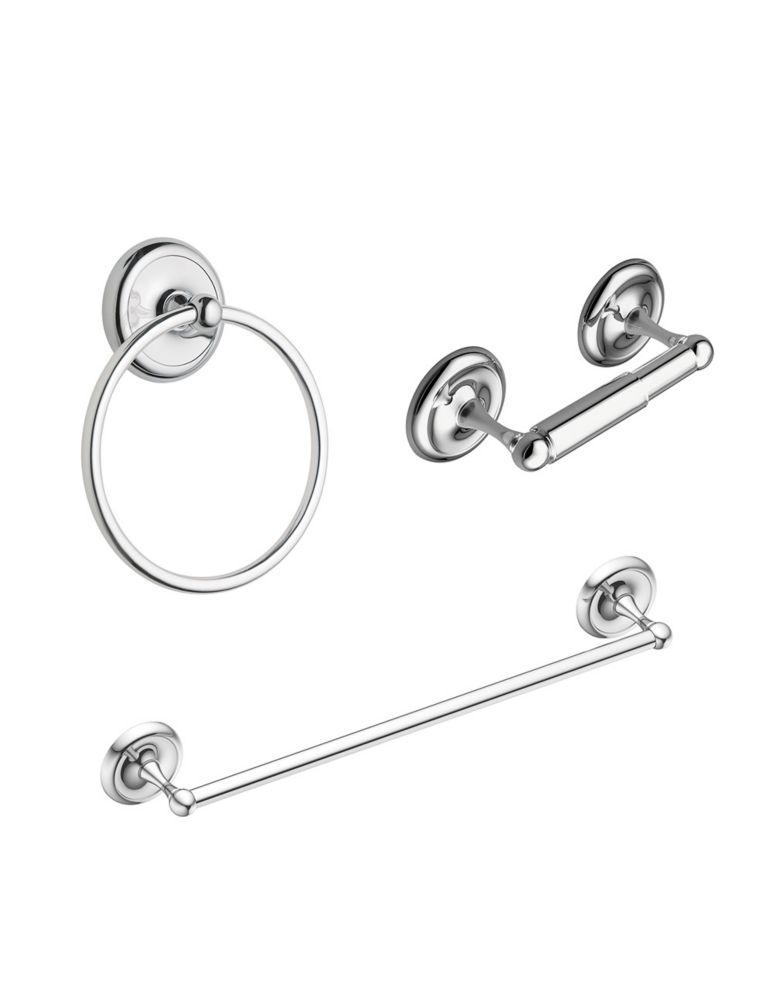 [DN5393CH] MOEN Yorkshire 3-Piece Bathroom Accessory/Hardware Set with Toilet Paper Holder, Towel Ring, and 18-Inch Towel Bar in Chrome