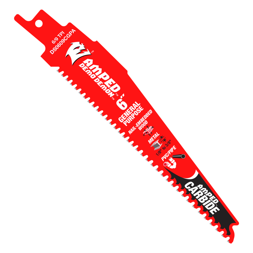 [DS0609CGPA3] 6 in. 6/9 TPI AMPED Demo Demon Carbide Teeth Reciprocating Saw Blades for General Purpose Cuts