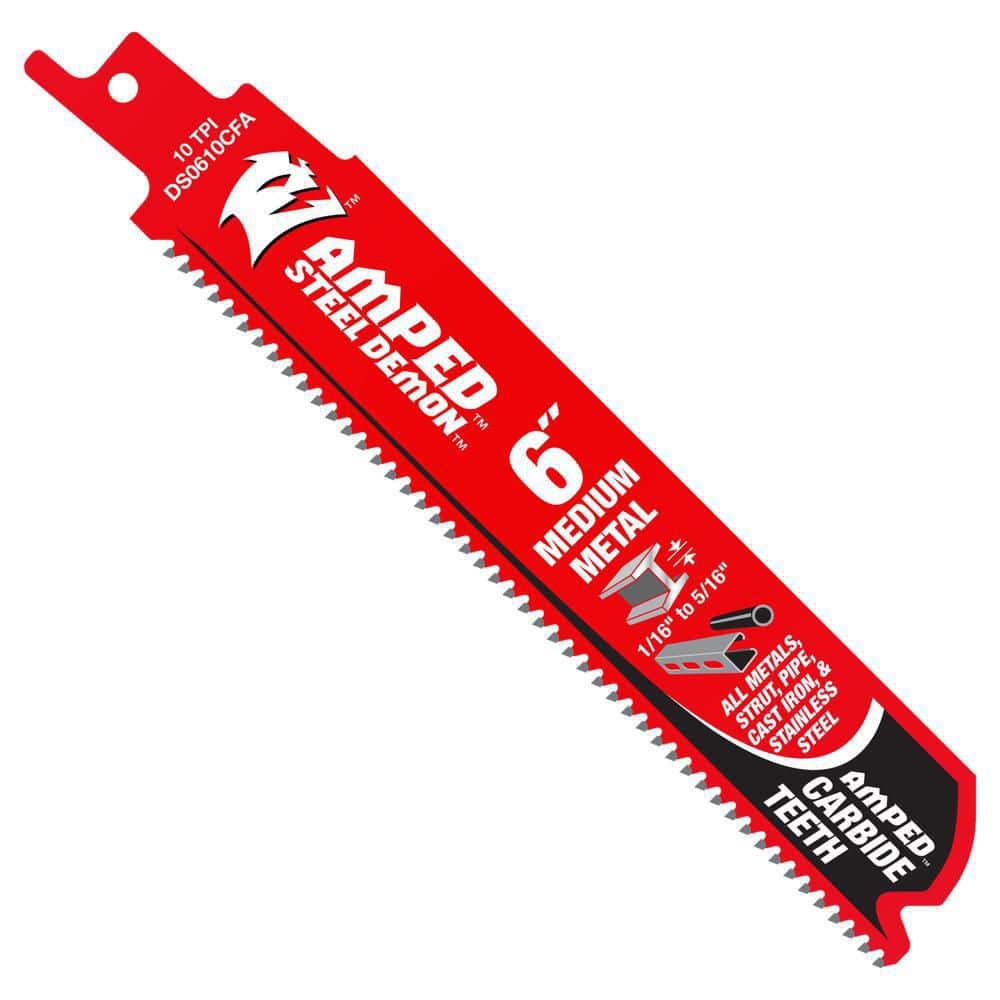Diablo Demo Demon Amped 6 in. Carbide Tipped Medium Metal Reciprocating Saw Blade Set 10 TPI 3 Pk