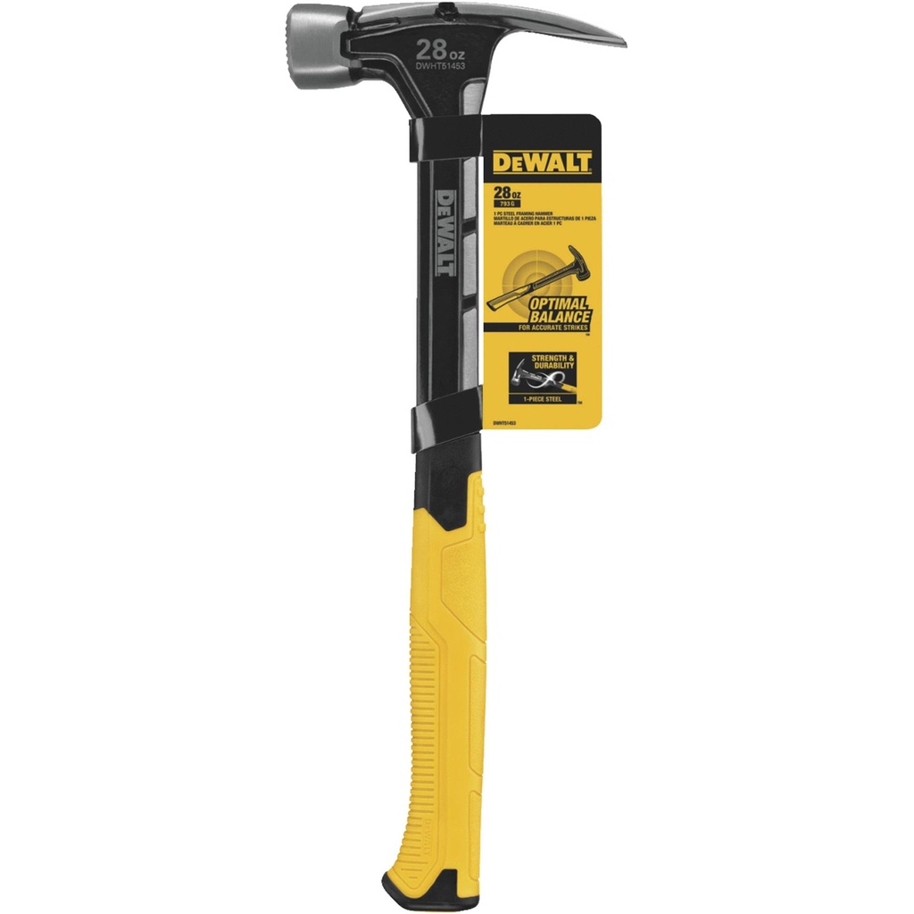 DeWalt 28 Oz Checkered Face Framing Hammer 8.50 in. Steel Handle