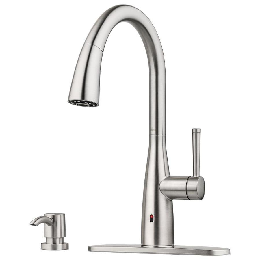 Pfister F-529-ERY Raya 1.8 GPM Single Hole Pull Down Kitchen Faucet - Includes Escutcheon Spot Defense Stainless Steel Faucet Kitchen Single Handle