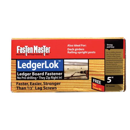 FastenMaster LedgerLok 5 in. L Silver Hex Hex Washer Head Deck Screws 50 Pk