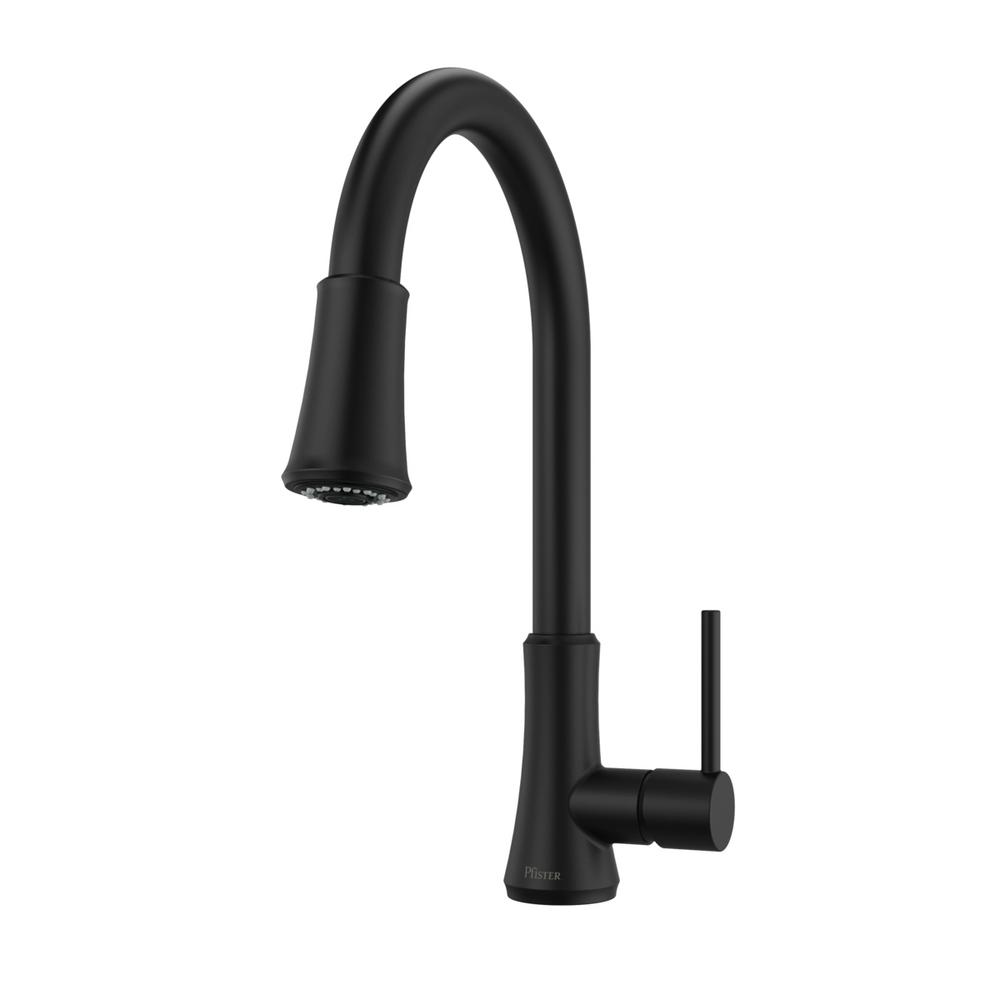 Pfister G529-PF2 Pfirst Series 1.8 GPM Single Hole Pull Down Kitchen Faucet Matte Black Faucet Kitchen Single Handle