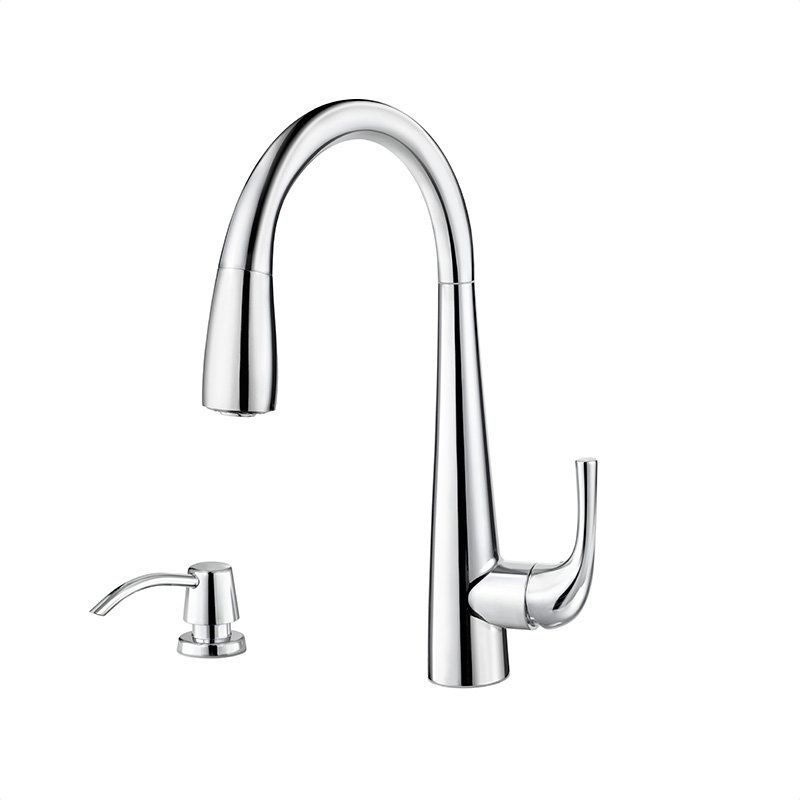 Pfister Gt529-al Alea 3 Function Pullout Spray High Arc Kitchen Faucet with Accu Polished Chrome Faucet Single Handle