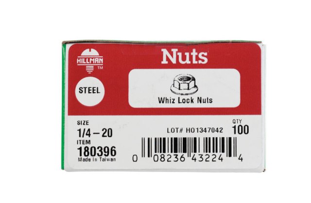 [H180396] HILLMAN 1/4 in. Zinc-Plated Steel USS Whiz Lock Nut 1 Pk