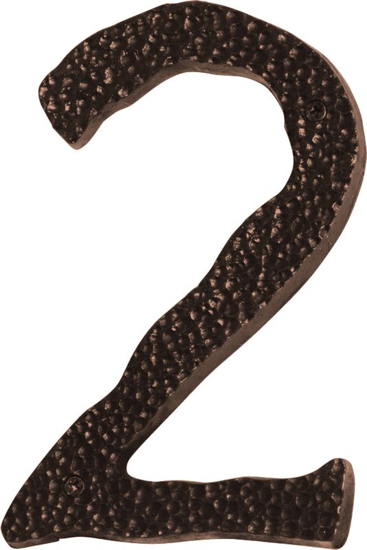 Atlas Homewares HN2L Jagged Hammered Address Number 2 Copper