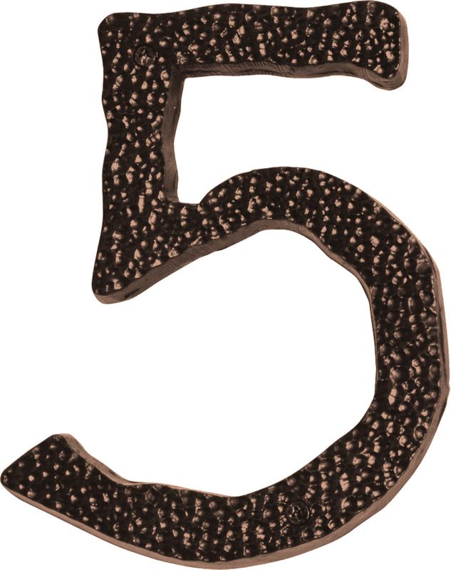 Atlas Homewares HN5L Jagged Hammered Address Number 5 Copper