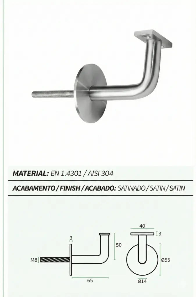 JNF HAND RAIL SUPPORT M8 SCREW