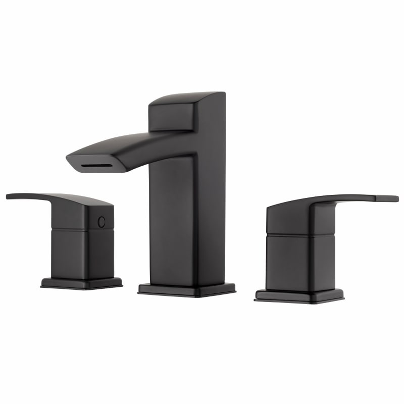 Pfister LG49-DF2 Kenzo 1.2 GPM Widespread Bathroom Faucet with Metal Pop-up Assembly Matte Black Faucet Bathroom Sink Faucets Double Handle