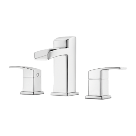 Pfister LG49-DF0 Kenzo 1.2 GPM Widespread Bathroom Faucet with Metal Pop-up Drain Assembly Polished Chrome Faucet Bathroom Sink Faucets Double Handle